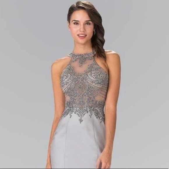 ✨  Bead Embellished Swarovski Dress,Bodice Silver Mermaid Dress✨⚜️Size 10 - Picture 5 of 7